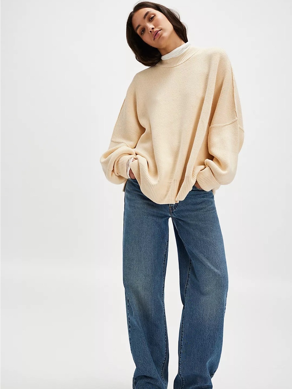 Free People Cream Easy Street Sweater